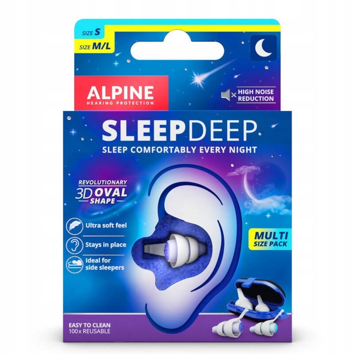 SleepDeep ALPINE dwupak multisize multipack zatyczek do spania dwa