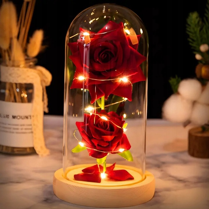 WIECZNA RÓŻA W SZKLE PREZENT NA DZIEŃ KOBIET WALENTYNKI URODZINY DLA