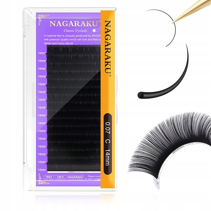 Rzęsy NAGARAKU Nowa Generacja Premium Mink C 0,07 9mm 16 pasków