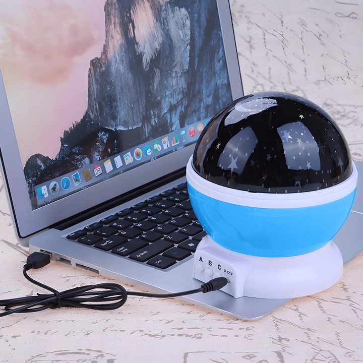 LAMPKA NOCNA PROJEKTOR GWIAZD NIEBA OBROTOWA 2w1