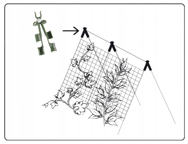 Podpora siatka do ogórków Pomidorów TYCZKA PALIK 7 Tyczek 150cm + Akcesoria