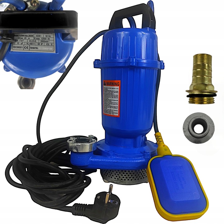 POMPA DO WODY BRUDNEJ CZYSTEJ ŚCIEKÓW Z PŁYWAKIEM SITO SITKO 2650W WĄŻ 20M