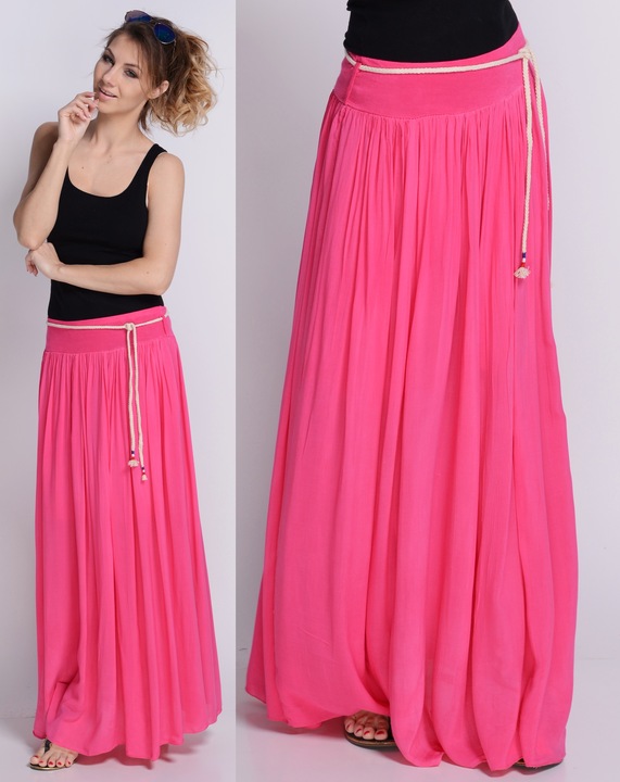 NEW LEKKA Długa zwiewna SPÓDNICA MAXI ściągacz SML