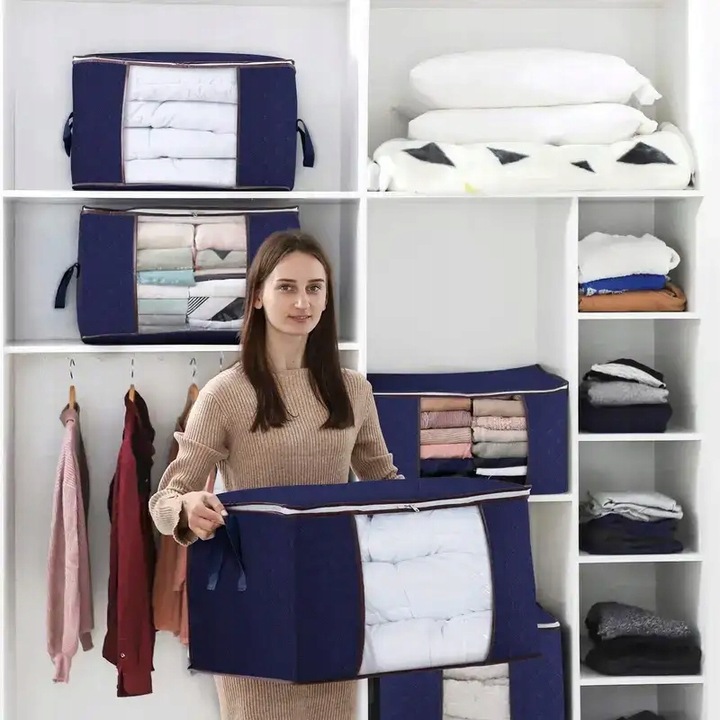 4x ORGANIZER POKROWIEC TORBY DO PRZECHOWYWANIA UBRAŃ POŚCIELI PREMIUM