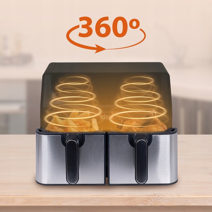 FRYTKOWNICA BEZTŁUSZCZOWA AIR FRYER IDEAL PODWÓJNA 9L