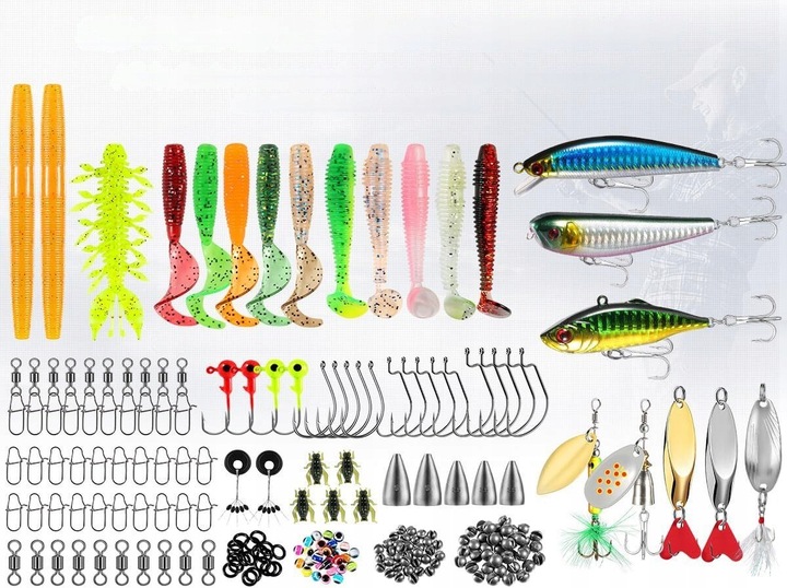 Skrzynka Wędkarska Zestaw Przynęt na Ryby Akcesoria Haczyk Spławik