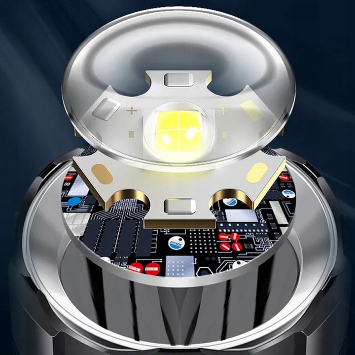 METALOWA Latarka Taktyczna LED Akumulatorowa MOCNA Szperacz Reflektor +Zoom