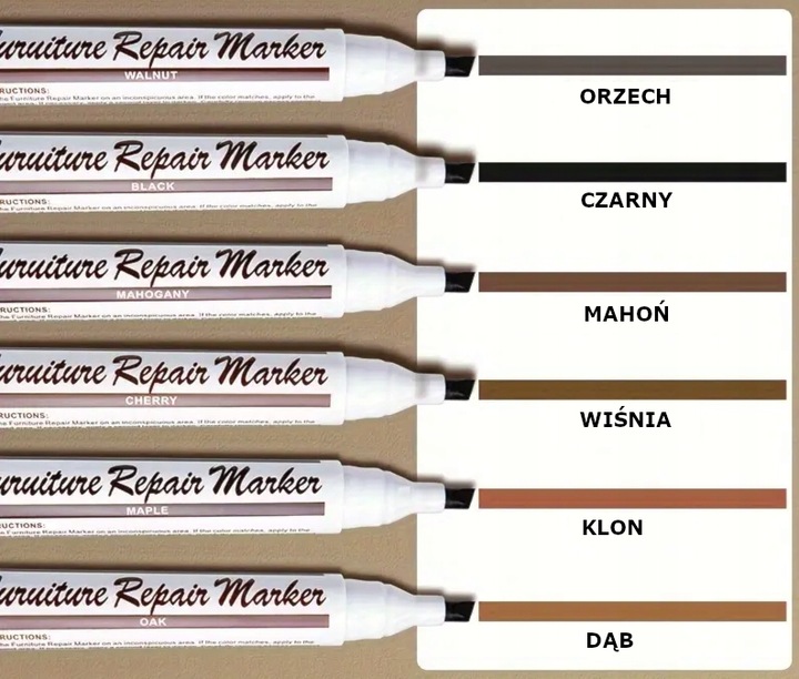 Zestaw naprawczy do mebli okien drzwi podłóg 12 części 6 kolorów wosk