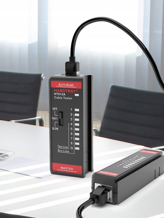 TESTER PRZEWODÓW SIECIOWYCH RJ11 RJ45 LAN SZUKACZ PAR KABLI HABOTEST HT812