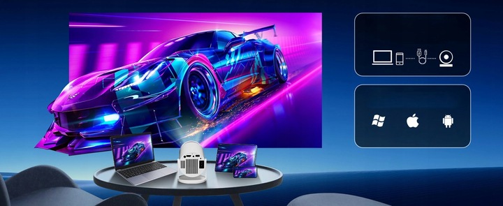 PROJEKTOR RZUTNIK Przenośny Android Smart Mini TV 4K LED Głośnik WIFI