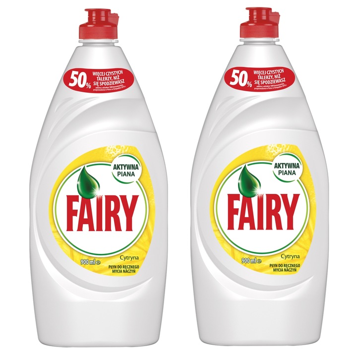 Fairy Cytrynowy Płyn do Mycia Naczyń Zestaw 2x900ml