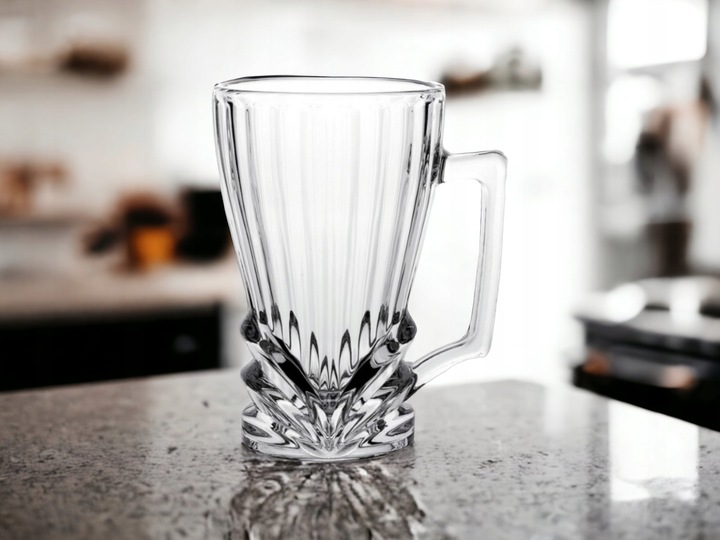 Komplet szklanek kryształowych do kawy LATTE herbaty z uchem VENUS 250 ml