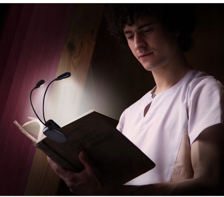 LAMPKA Z KLIPSEM 4 LED CZYTANIA NUT KLIPS PODWÓJNA