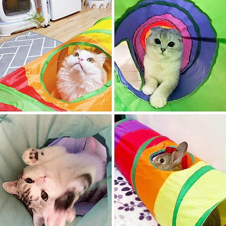 DŁUGI TUNEL DLA KOTA KOTÓW ZABAWKA Z PIŁECZKĄ KRYJÓWKA DOMEK SKŁADANY 120cm