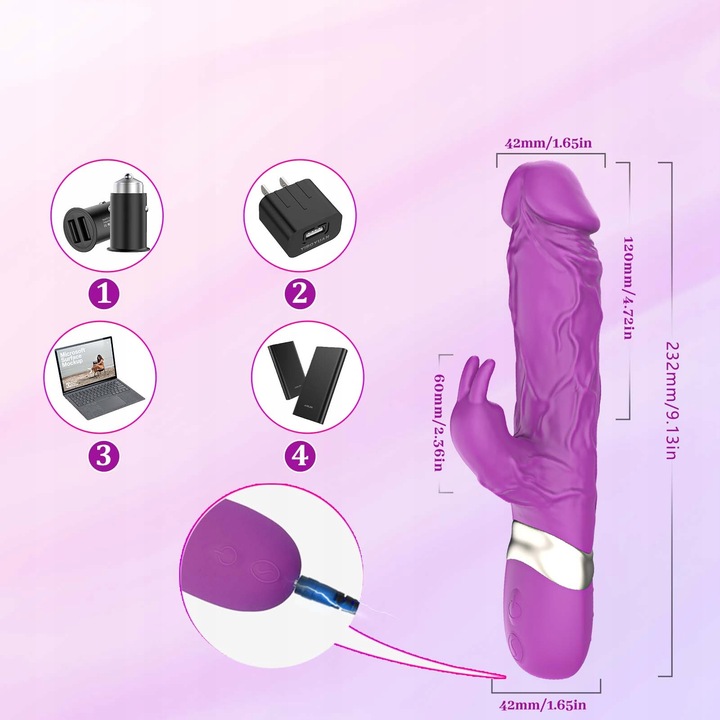 damski wibrator łechtaczk posuwisty z 7 różnymi funkcjami wibracji APP