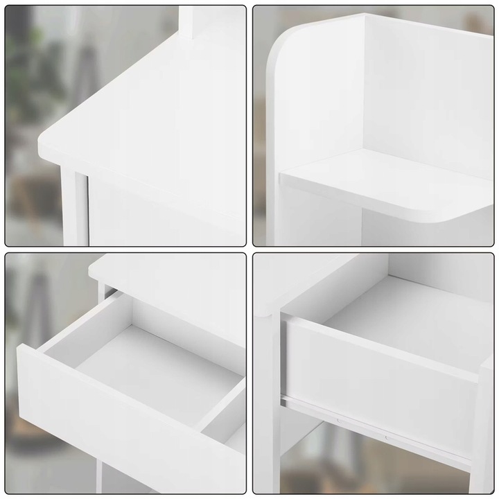 BIAŁA TOALETKA KOSMETYCZNA Z LUSTREM LED