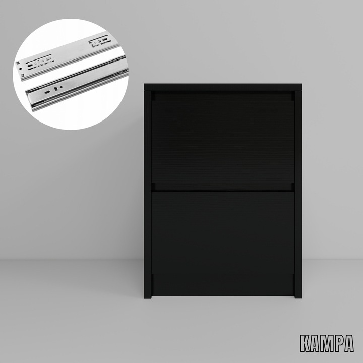 Praktyczna Szafka Nocna CZARNA 2 szuflady stolik nocny loft 42x52x43cm