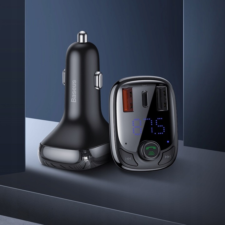 Transmiter Bluetooth / ładowarka do samochodu Baseus S-13 - czarny