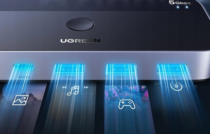 UGREEN PRZEŁĄCZNIK SWITCH 3X USB-A 3.0 USB-C 5Gb/s + 2 x KABEL USB-A 1,5M