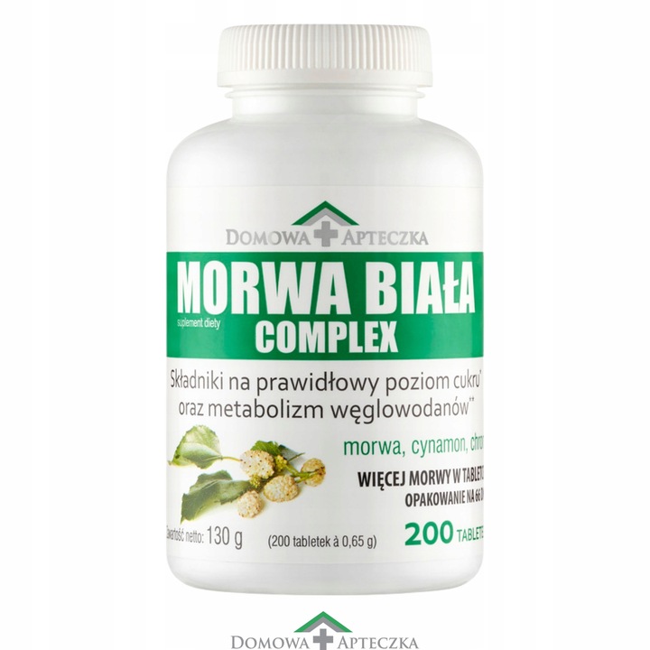 Morwa Biała COMPLEX 200 TABLETEK Prawidłowy poziom cukru Chrom Cynamon