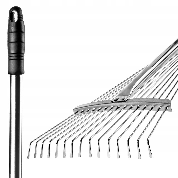 GRABIE METALOWE DO LIŚCI TRAWY Z TRZONKIEM WACHLARZOWE REGULOWANE