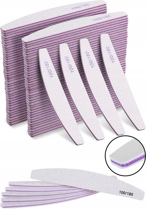 Pilniki Łódka Zebra Dwustronny Do Paznokci Manicure Pedicure 100/180 x 100