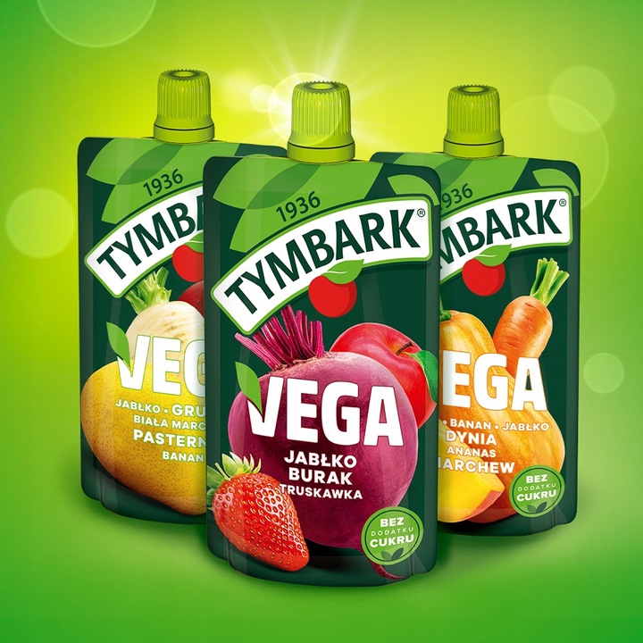 Mus warzywa owoce Tymbark Vega gruszka marchew pasternak banan 12x 100g