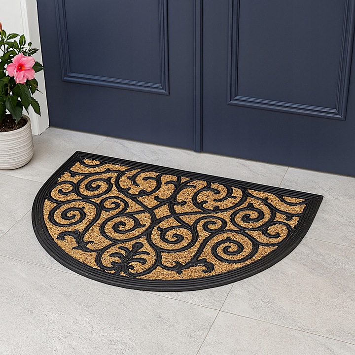 WYCIERACZKA POD DRZWI ZEWNĘTRZNA PÓŁOKRĄGŁA 40X60 DO BUTÓW KOKOSOWA BRĄZOWA