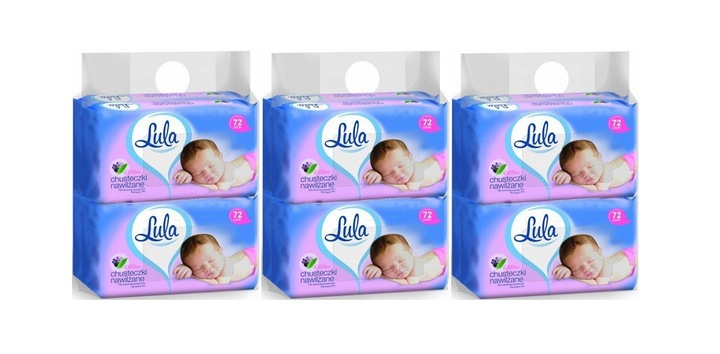 LULA CHUSTECZKI NAWILŻANE Z ALANTOINĄ 72 szt 12 OPAKOWAŃ KARTON