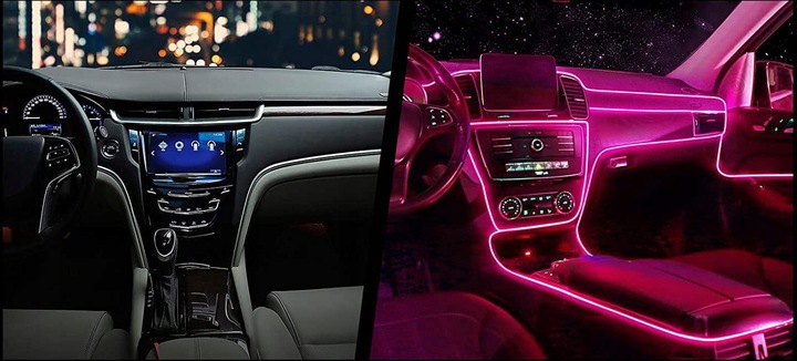 ŚWIATŁOWÓD EL WIRE LED RGB USB OŚWIETLENIE WNĘTRZA AUTA KABINY SAMOCHODU 4m