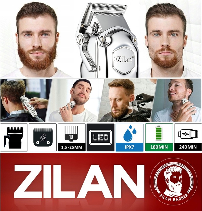 PROFESJONALNA MASZYNKA DO STRZYŻENIA BEZPRZEWODOWA WET&DRY USB ZESTAW