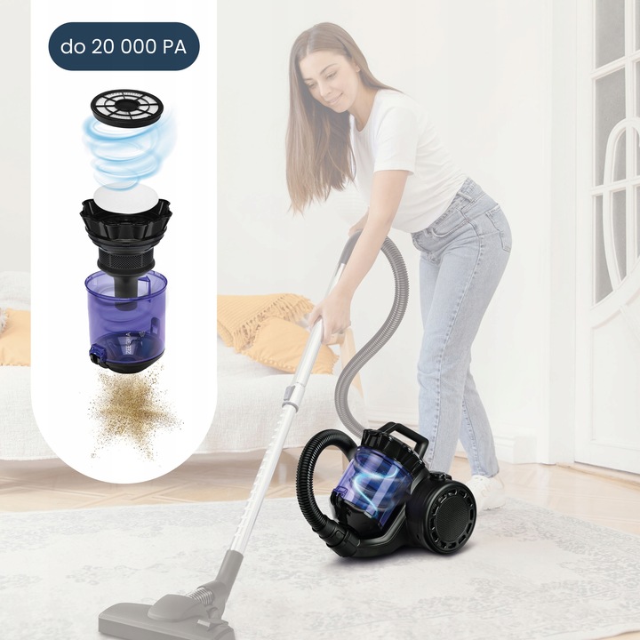 ODKURZACZ CYKLONOWY 4000W BEZ WORKÓW TURBO MOC SYSTEM SSANIA 2,5L ZEEGMA