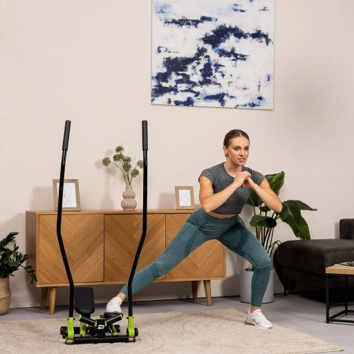 Stepper treningowy skrętny z ramionami nordic walking z linkami i regulacją