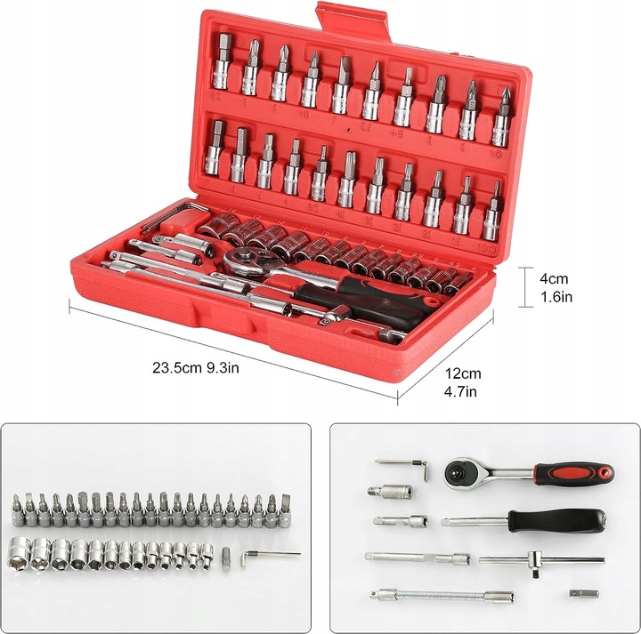 ZESTAW KLUCZY NASADOWYCH KLUCZE NASADOWE 46 TORX Bity Wkrętaki Imbusy