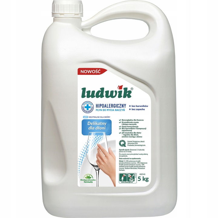 Płyn do mycia naczyń zapas 5L hipoalergiczny Ludwik KONCENTRAT