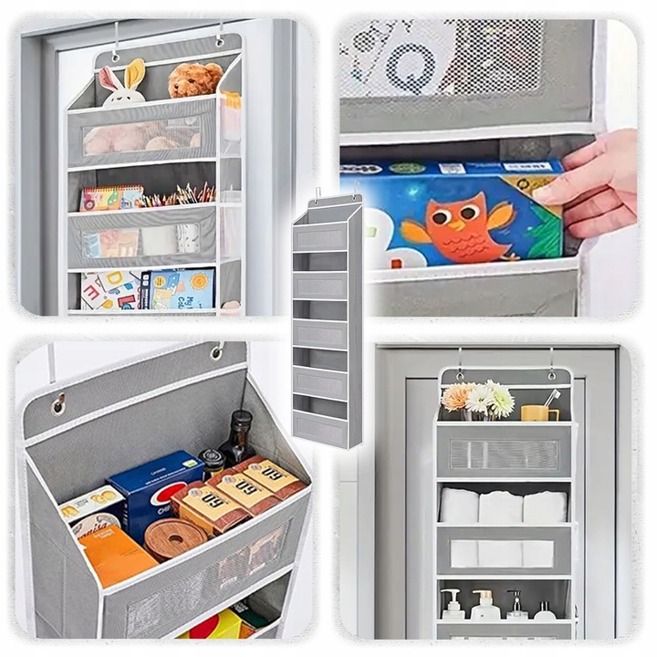 ORGANIZER NA DRZWI WISZĄCY DO SZAFY 5 PÓŁEK KIESZENIE KOSZ NA ZABAWKI