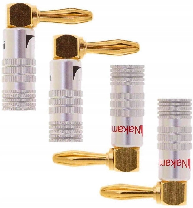 NAKAMICHI Wtyk głośnikowy bananowy kątowy HQ 4 szt