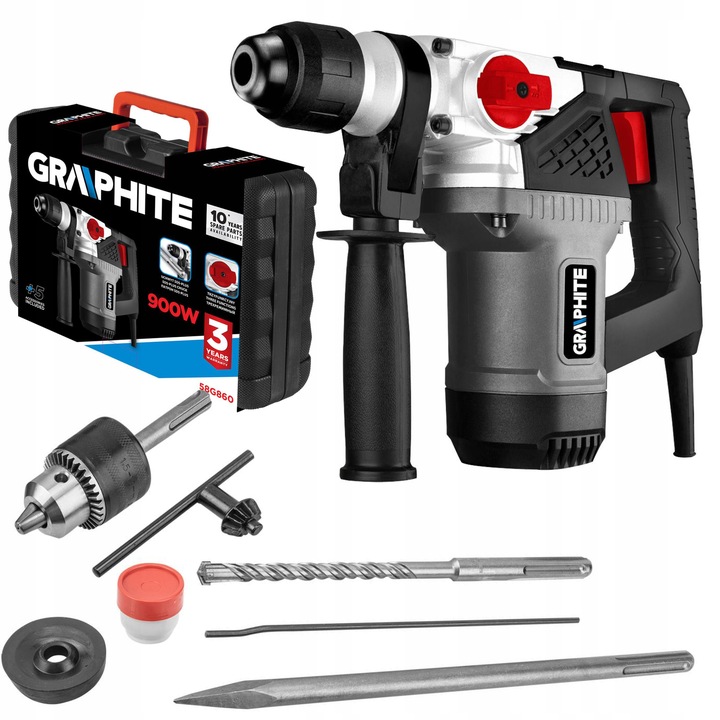 GRAPHITE Młot udarowy SDS+ 900W, walizka UDAR 58G860