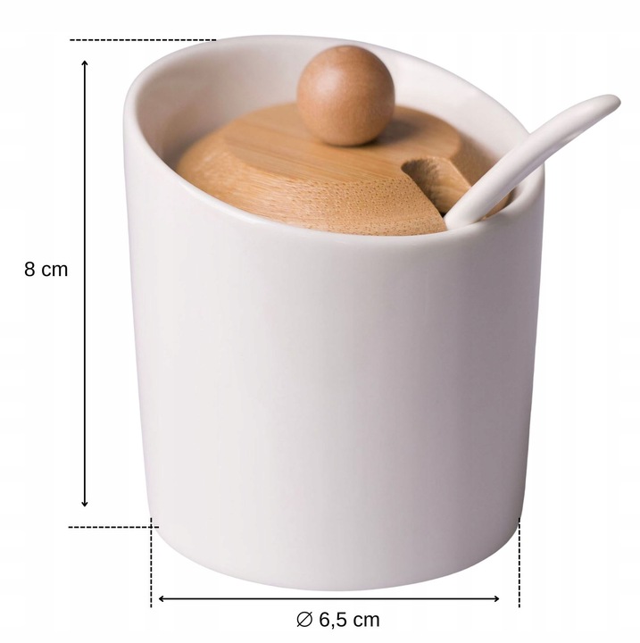 CUKIERNICA CUKIERNICZKA Z ŁYŻECZKĄ Z POKRYWKĄ BIAŁA POJEMNIK NA CUKIER