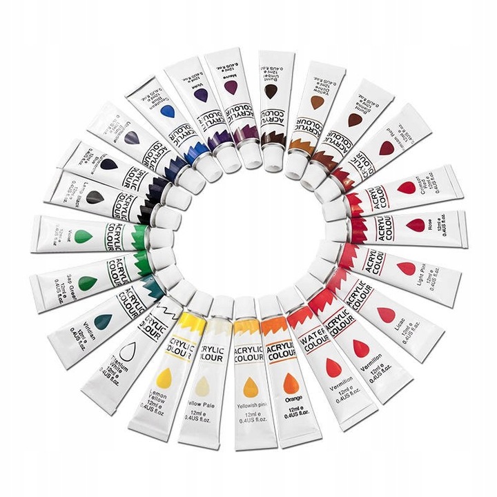 Farby akrylowe 24x12 ml Loveart Zestaw 24 kolorów farb akrylowych do płótna