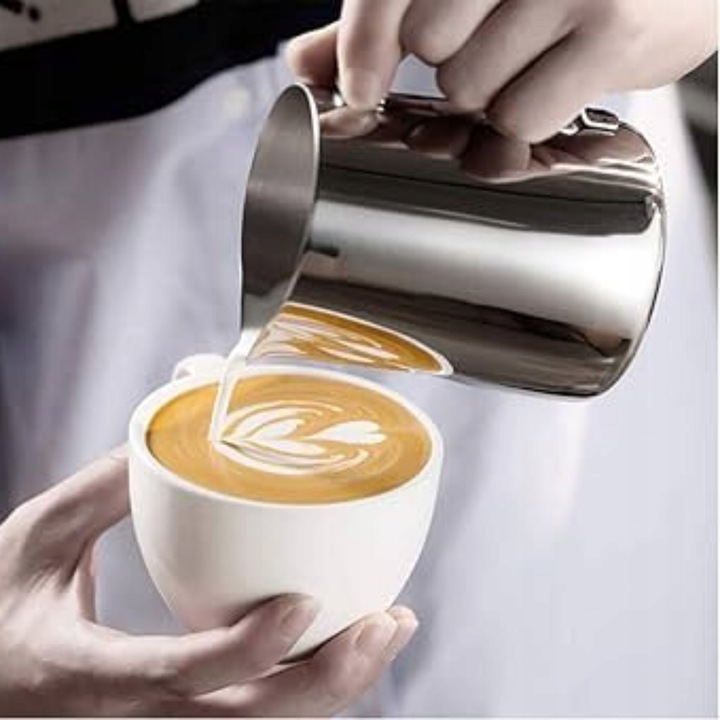 DZBANEK KUBEK DO SPIENIANIA MLEKA NA MLEKO STALOWY NIERDZEWN MLECZNIK