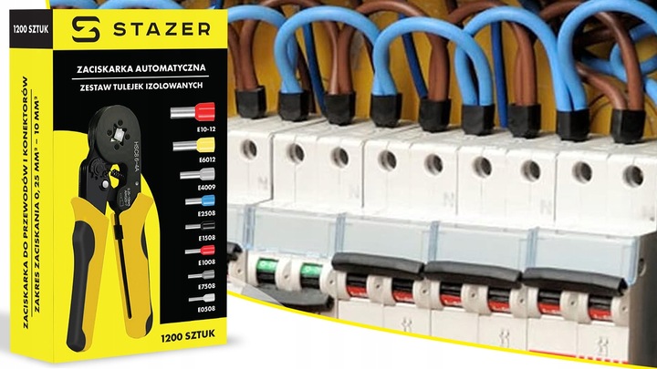 ZACISKARKA DO TULEJEK KONEKTORÓW PRZEWODÓW ZESTAW PRASKA + 1200 SZT