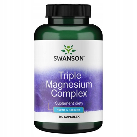 Swanson MAGNEZ Triple MAGNESIUM COMPLEX 400 mg 100 kap SKURCZE mięśni SERCE