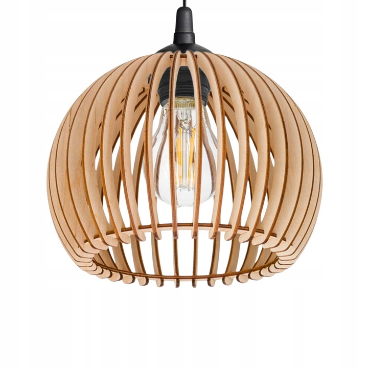 STYLOWA LAMPA WISZĄCA SUFITOWA ŻYRANDOL LED BOHO DREWNIANA KULA 1 x
