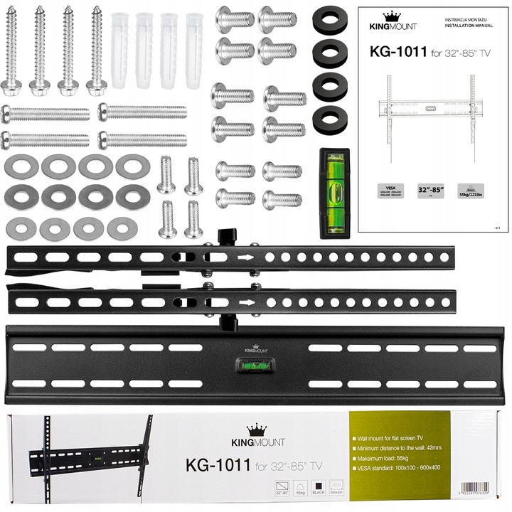 UCHWYT DO TELEWIZORA WIESZAK NA TV LCD UCHYLNY MOCNY 35-85 CALI KingMount