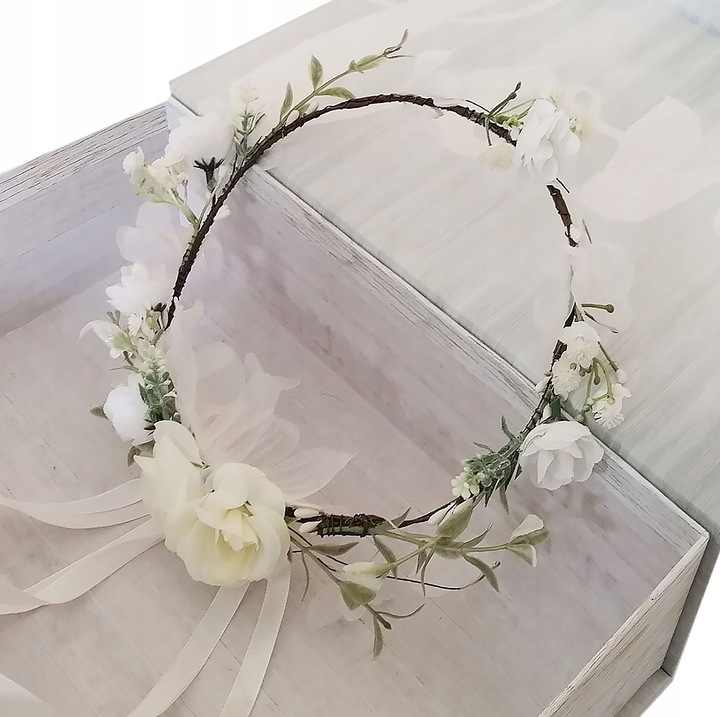 WIANEK NA KOMUNIĘ DEC54 komunijny dekoracja opaska biały głowę komunia