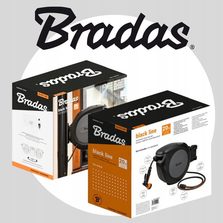 BĘBEN ZWIJACZ NA WĄŻ OGRODOWY AUTOMATYCZNY ZWIJACZ + 20M WĘŻA BLACK LINE