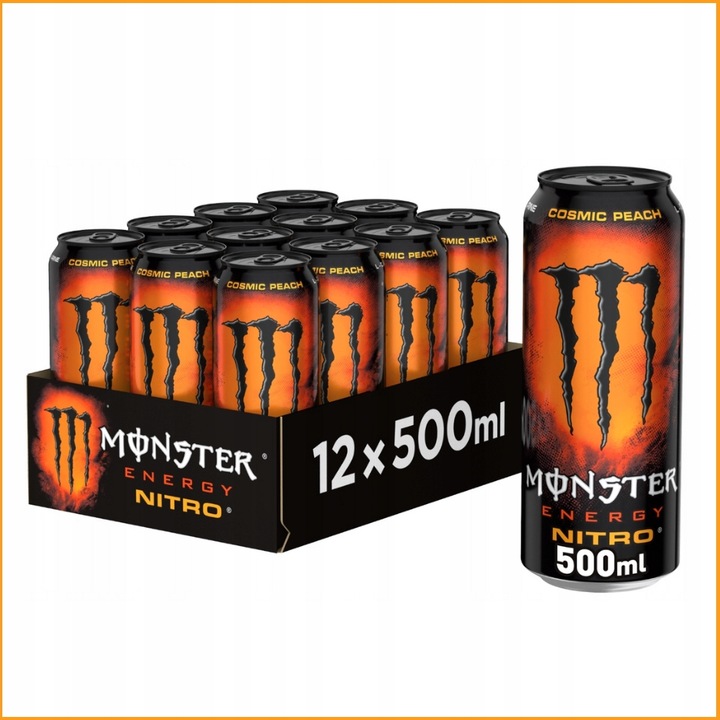 12 x MONSTER Energy Nitro Cosmic Peach Gazowany napój energetyk 500 ml