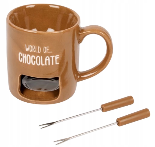 Kubek do Czekoladowego FOUNDE Podgrzewacz do czekolad ZESTAW z Widelczykami