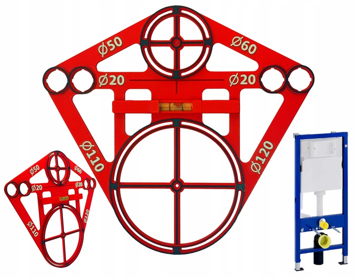 Szablon otworów wzornik płytek geberit poziomica libella stelaż